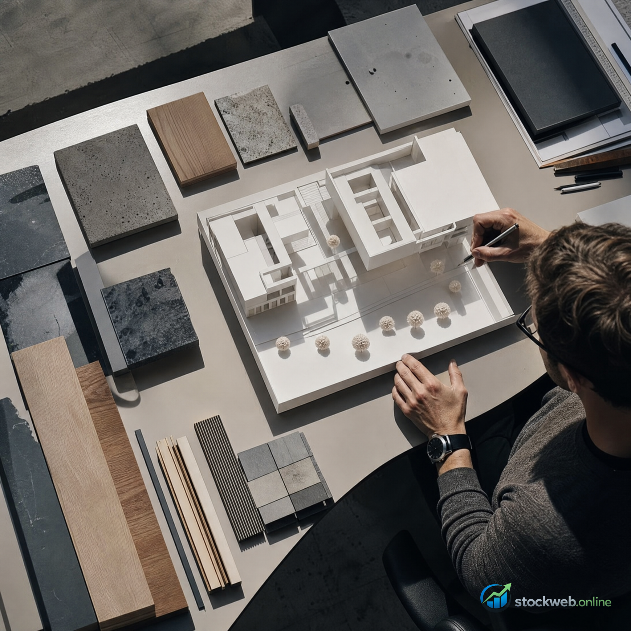 Imagen ultra HD para estudio de arquitectura con materiales