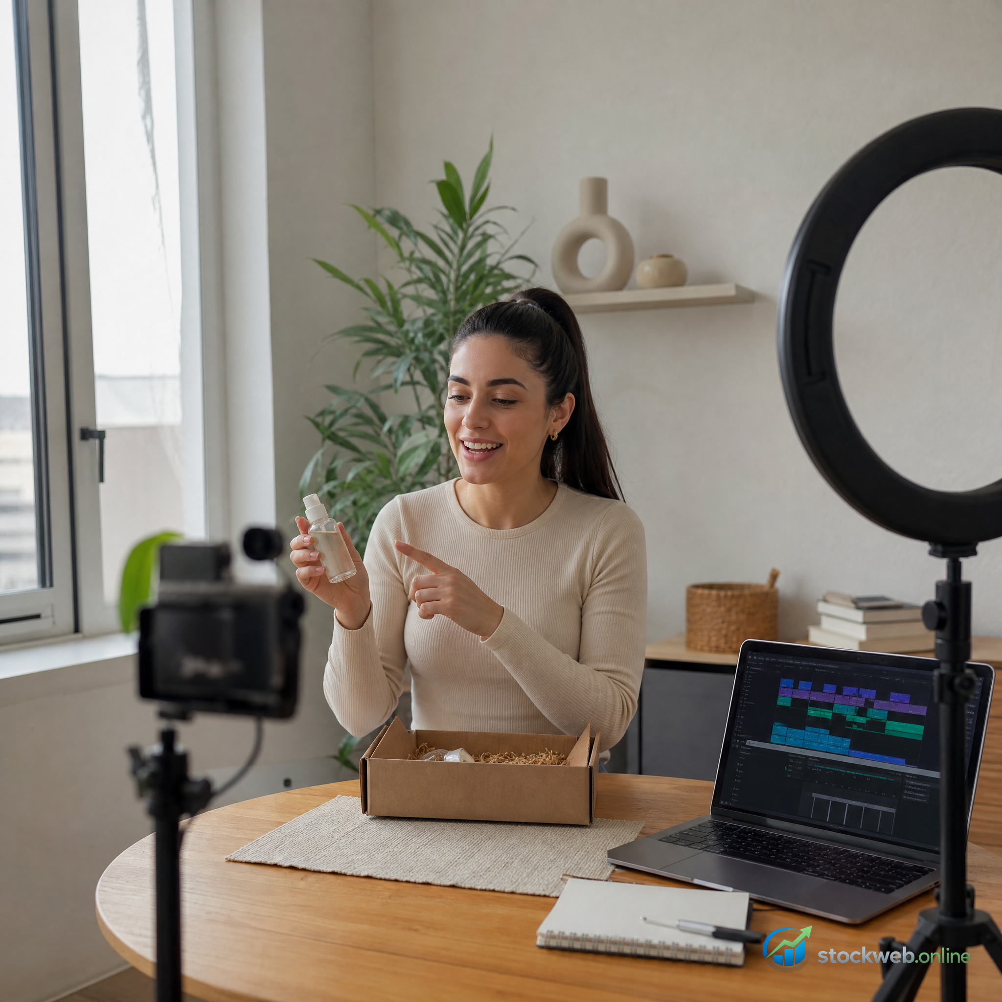 Imagen ultra HD para estudio de creadores con luz natural