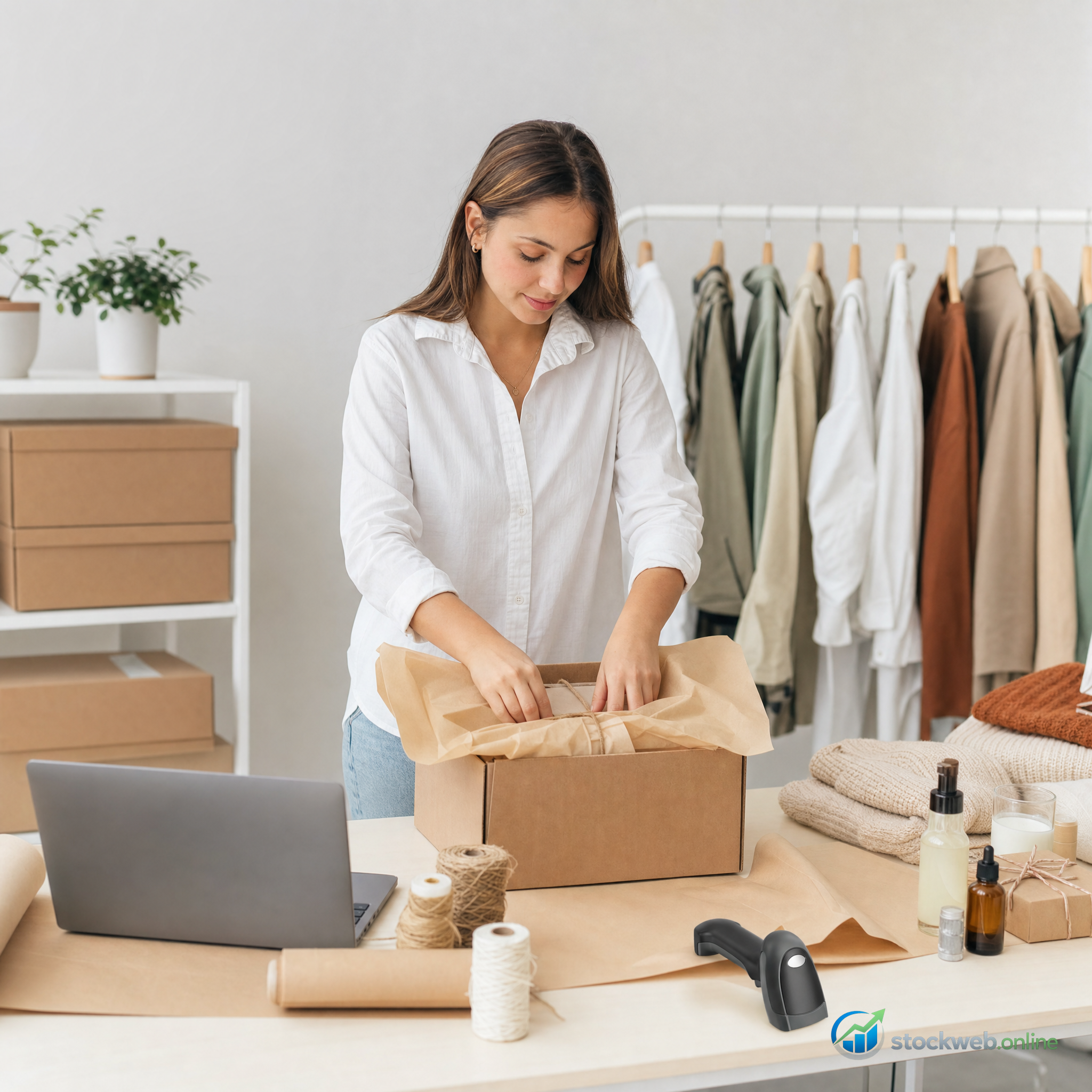 Imagen ultra HD para ecommerce con mesa de empaque premium