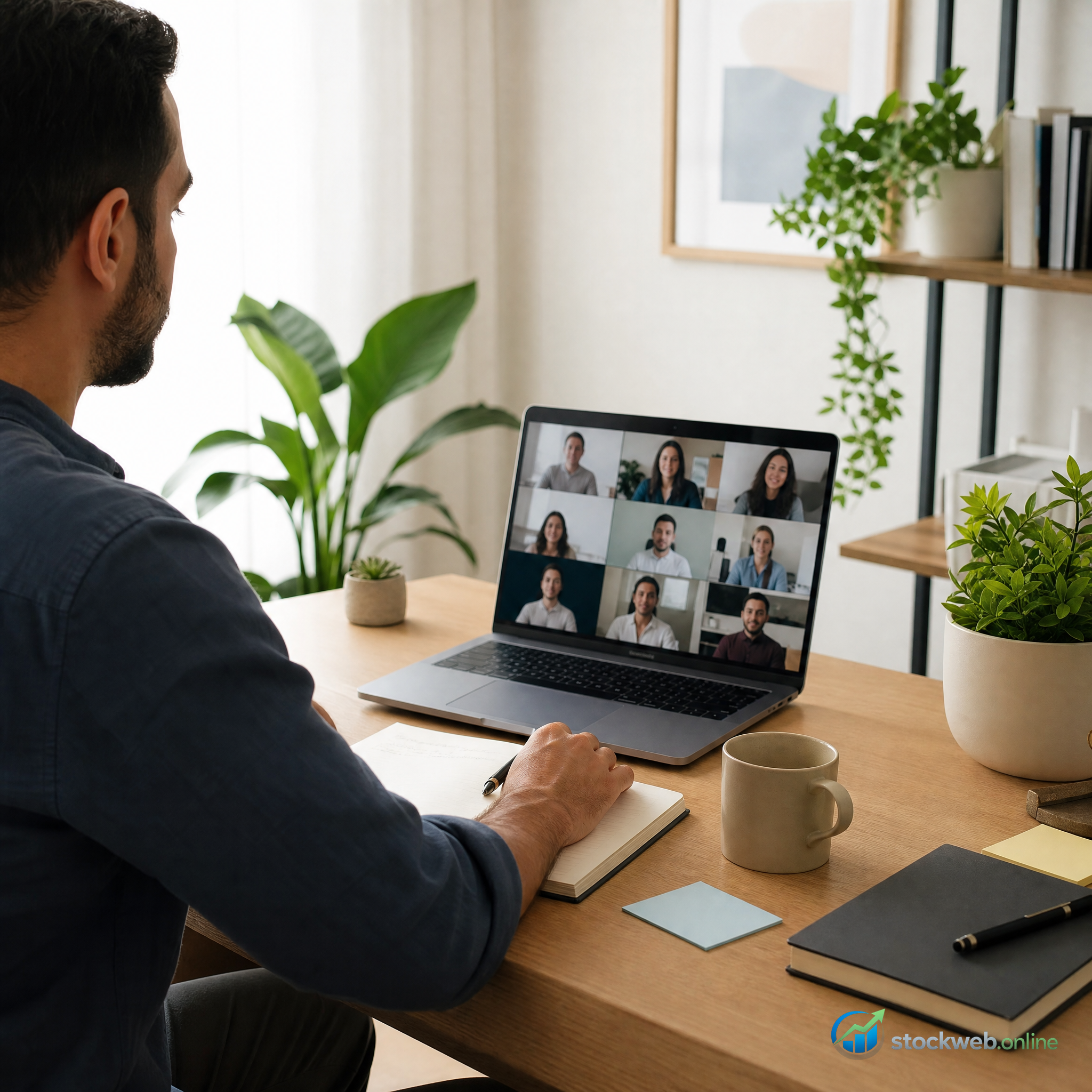 Imagen ultra HD para trabajo remoto en casa luminosa